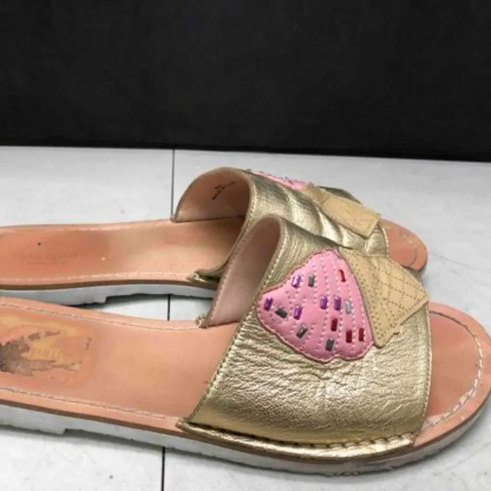 KATE‎ SPADE Gold Ice Cream Slide Sandals 8.5